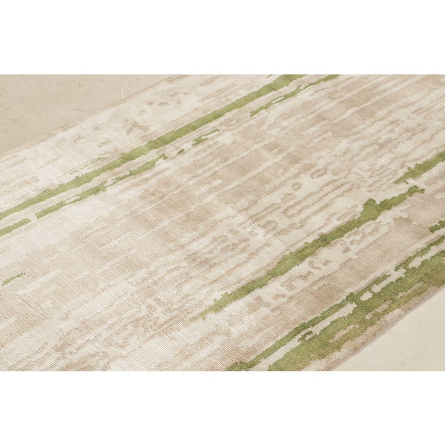 Contemporary Beige Green Runner Geometric Floral Silk Rug by Rug & Kilim For Sale - Image 11 of 11