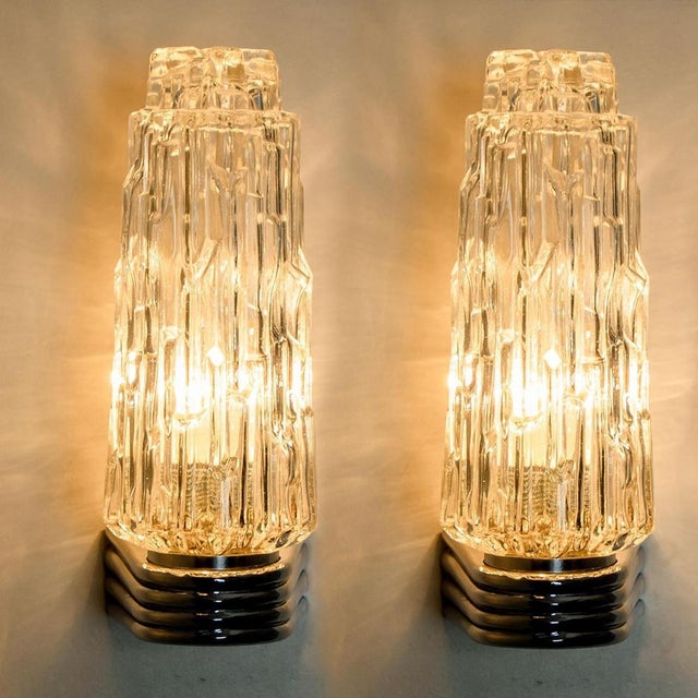 Glass Vintage Chrome and Clear Glass Sconce, 1960 For Sale - Image 7 of 18