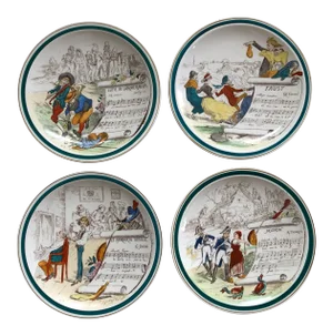 French Opera Plates, Set of 4