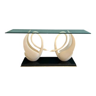 1960s Mid Century Swan Console Table by Maison Jansen Signed For Sale