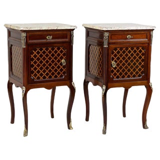 19th Century Transitional Pillar Nightstands, France, 1870s, Set of 2 For Sale