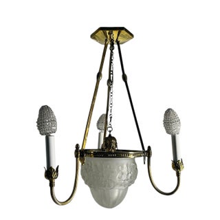 1950s French Art Glass Chandelier For Sale
