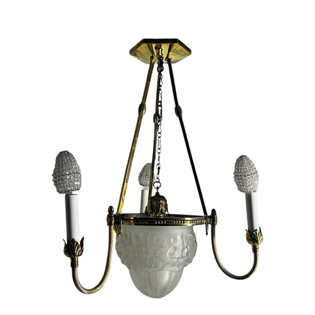 1950s French Art Glass Chandelier For Sale