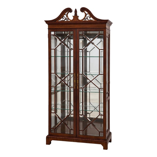 Karges Beveled Glass Chippendale Mahogany Curio Cabinet For Sale