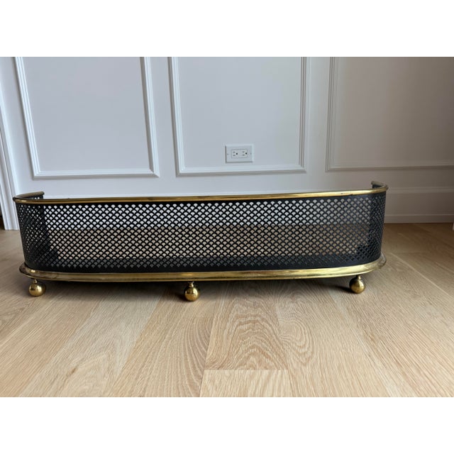 Metal Exceptionally Elegant Antique Victorian Brass & Pierced Steel Fireplace Fender - 38" For Sale - Image 7 of 7