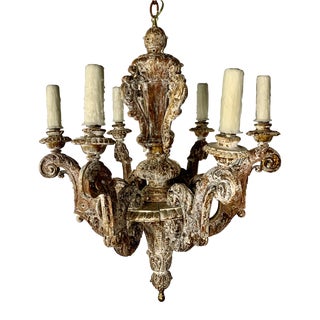 Italian Six Light Painted Chandelier C. 1900s For Sale
