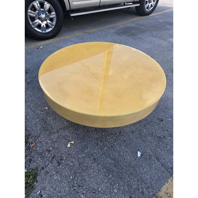 Light Yellow 1970's Round Goat Skin Coffee Table For Sale - Image 8 of 12