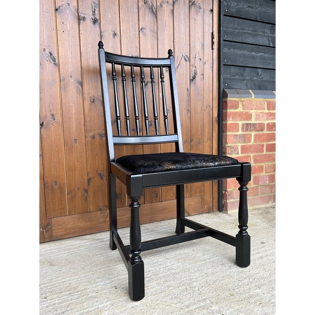 1950s Vintage Black Oak Table & Chairs Set of 5 Chairish