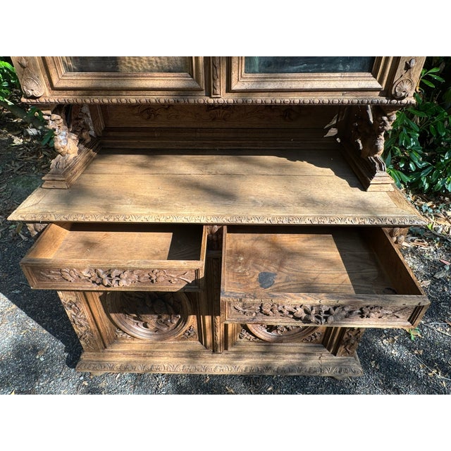 French Carved Oak Hunting Cupboard, 1860 For Sale - Image 12 of 18