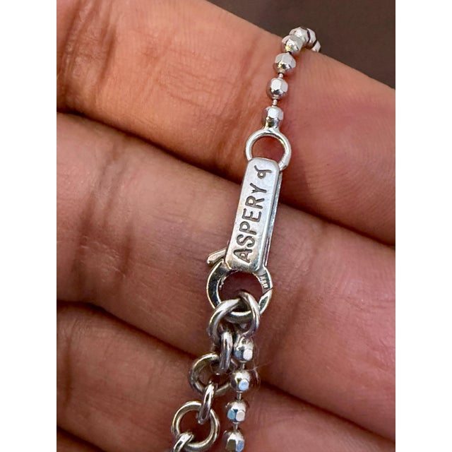 Modern 13.5 Gm 18 Karat White Gold 6 Hanging Station Chain by Designer Aspery For Sale - Image 3 of 8