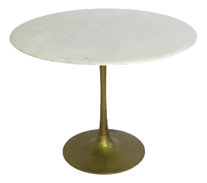 Matthew Izzo Home Tulip Marble Top & Brass Plated Pedestal Dining Table