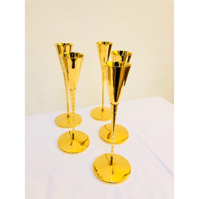 Gold Gold-Plated Prince of Metternich Special Edition Champagne Flutes, Set of 5 For Sale - Image 8 of 9