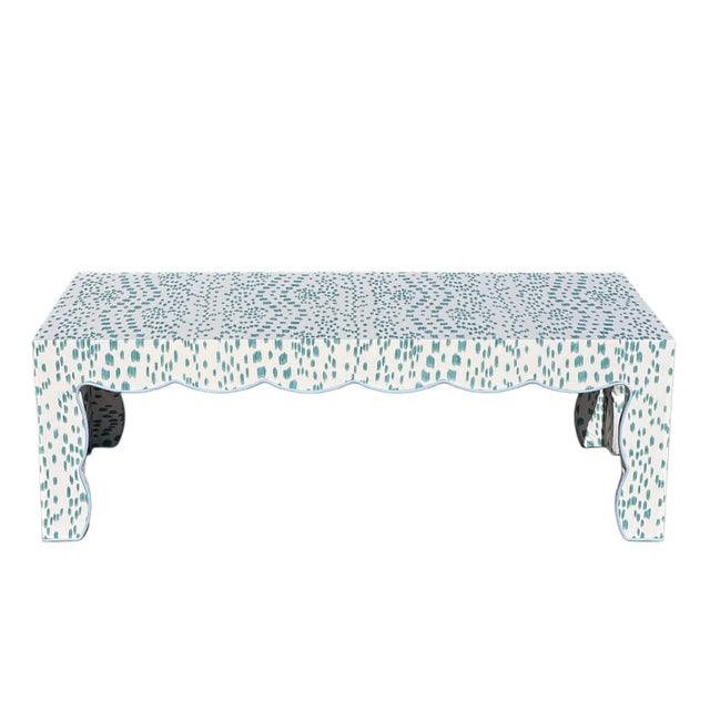 Coastal Custom Scalloped Coffee Table in Brunschwig and Fils For Sale - Image 3 of 14