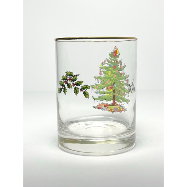 Spode 1990s Spode “Christmas Tree” Old Fashioned Tumbler Drinking Glasses - Set of 3 For Sale - Image 4 of 5