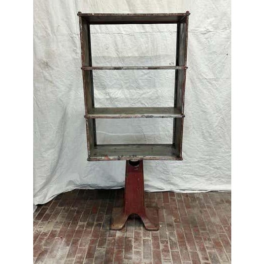 Early 20th Century Industrial Metal Bookshelf Display Stand, Sturdy Design, USA, 1935 For Sale - Image 5 of 11