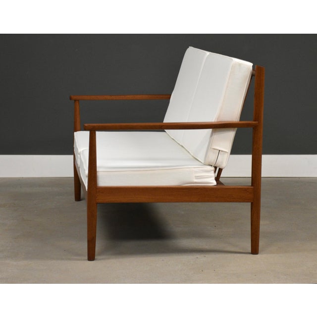 1950s Danish Modern Teak Loveseat Sofa For Sale - Image 4 of 8