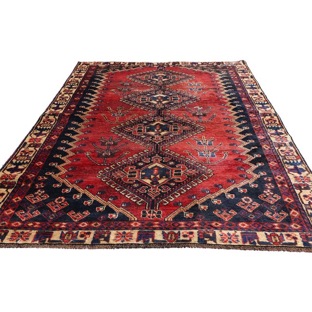 Tribal Antique Red Persian Shiraz Rug, 03'10 X 07'09 For Sale - Image 3 of 10