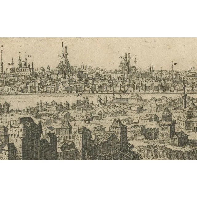 Paper Matthäus Merian the Elder, Constantinople Panorama, 1635, Engraving For Sale - Image 7 of 12