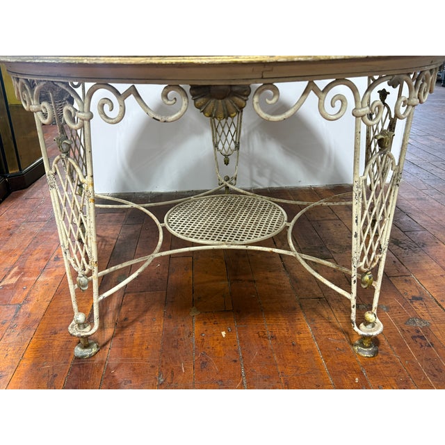 René Drouet Style French Mid-Century Iron and Eglomise Mirror Table For Sale - Image 9 of 11