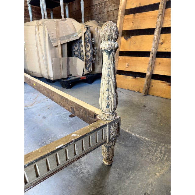 19th Century French Louis XVI Style Carved and Painted Full Bed Frame For Sale - Image 11 of 13