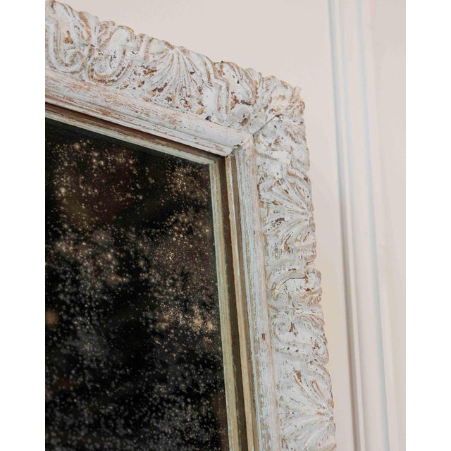 19th Century French 19th Century Louis XIV Style Carved Wood and Stucco Mirror For Sale - Image 5 of 9