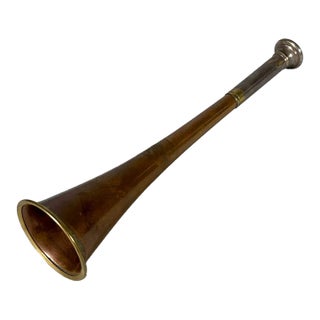 Antique English Victorian Brass and Copper Equestrian Fox Hunting Horn For Sale