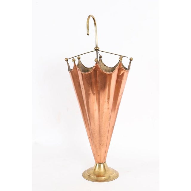 Antique Brass and Copper Umbrella Stand, 1920s For Sale - Image 6 of 16
