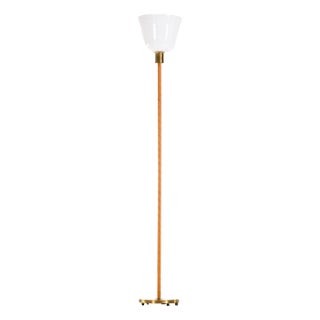 Brass and Leather Floor Lamp from Nordiska Kompaniet, 1950s For Sale