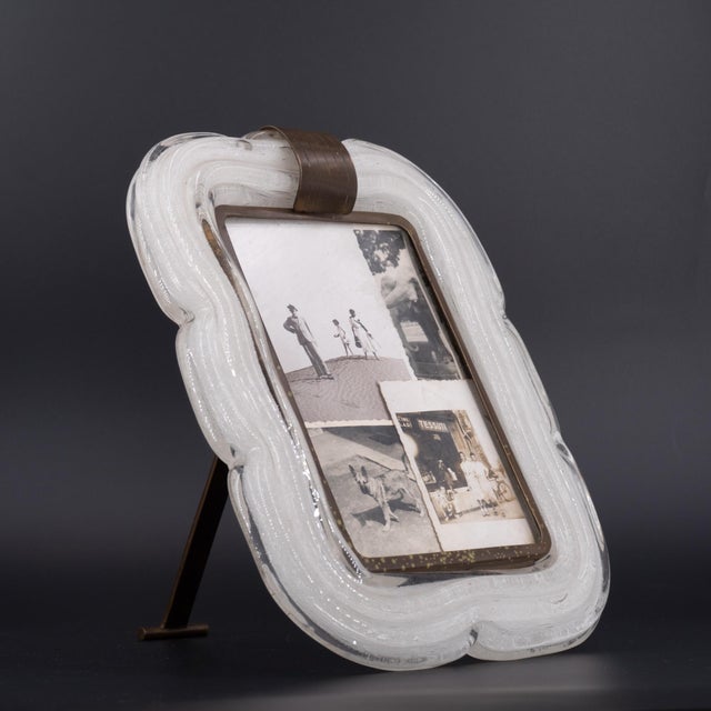 Metal Murano Glass Photo Frame by Archimede Seguso for Seguso Vetri D'arte, 1940s For Sale - Image 7 of 18