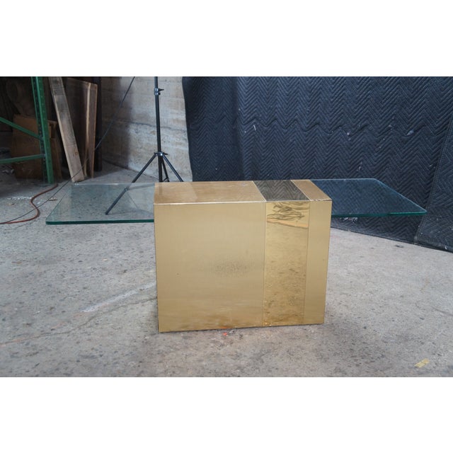 Cityscape Mid Century Modern Cantilever Floating Gold Coffee Table Attributed to Paul Evans For Sale - Image 10 of 12