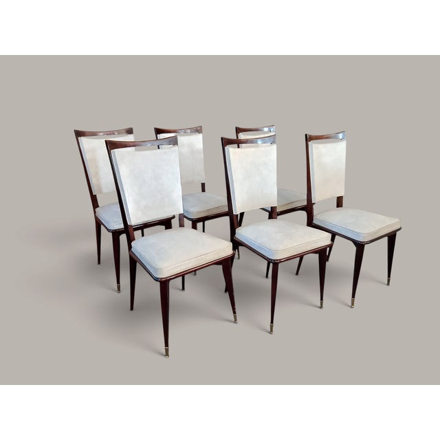 Brown Art Deco French Elegance in Macassar Complete Dining Room with Fine Inlays, 1930s, Set of 8 For Sale - Image 8 of 18