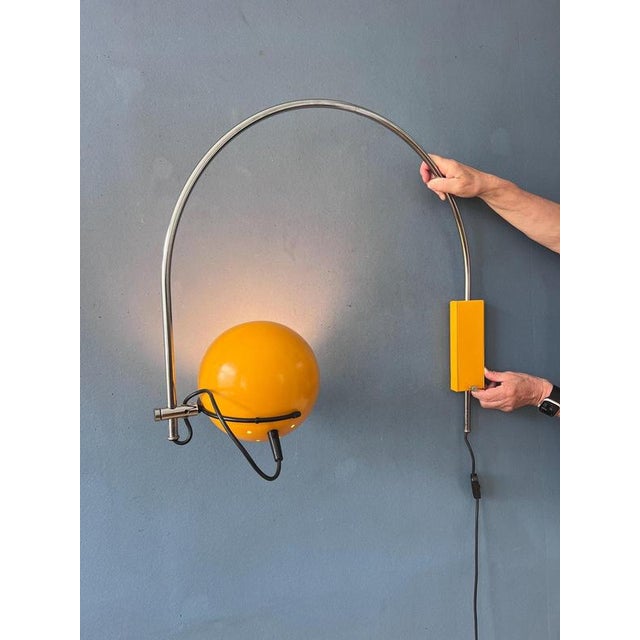Vintage Yellow Arc Eyeball Wall Lamp by Herda For Sale - Image 5 of 13