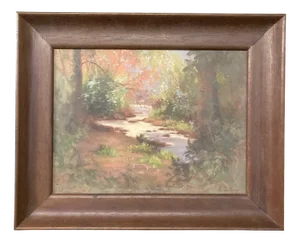 L. Le Royan, Landscape with a Stream, 1950s, Oil on Canvas, Framed
