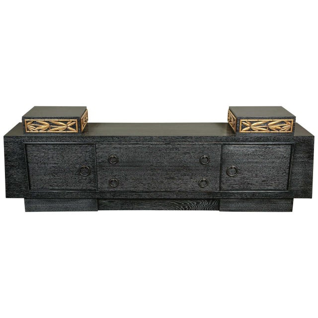 1950s James Mont Black Cerused Oak Credenza For Sale - Image 11 of 11