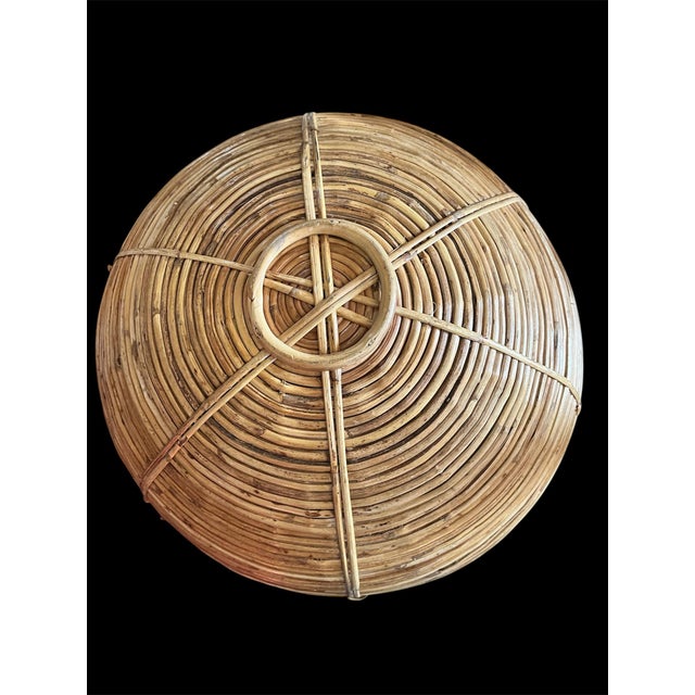 Mid-Century Modern MCM Woven Natural Ratan Basket Bowl For Sale - Image 3 of 5