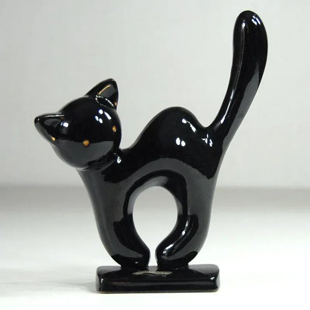 Belgian Art Deco Ceramic Cat Figurine, 1930s For Sale - Image 3 of 8