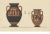 Antique print titled 'Amphoren'. Color-printed large lithograph by Ernst Wasmuth depicting a Greek amphorae. This print...