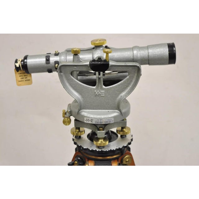 Industrial Early 20th Century Keuffel & Esser Co Survey Transit Tripod Stand With Case Stick and Accessories For Sale - Image 3 of 12