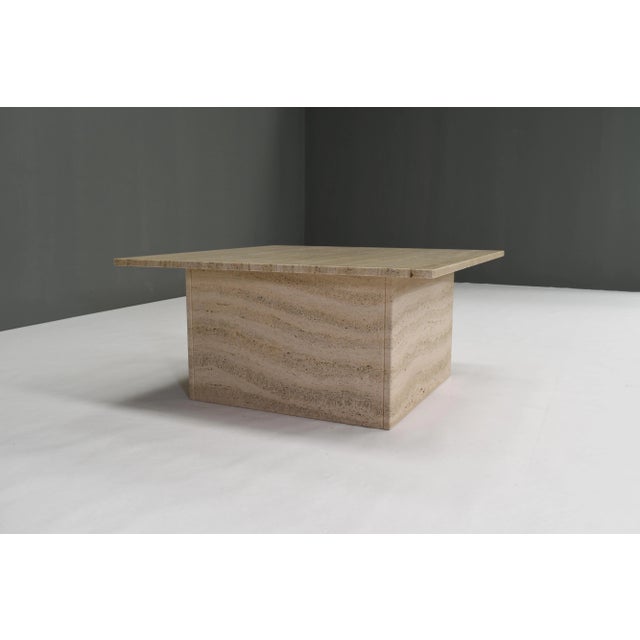 1970s Square Travertine Coffee Table in the Style of Up&Up Mangiarotti, Italy, 1970s For Sale - Image 5 of 14