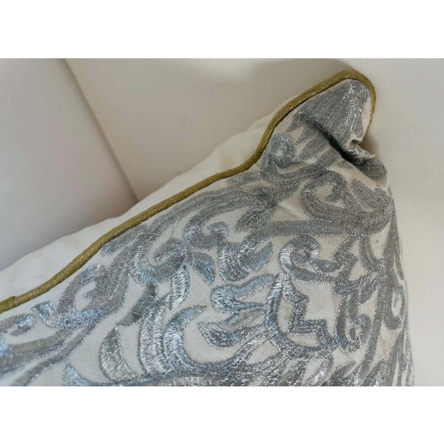 Turkish Ottoman Revival Decorative Pillow with Silver Embroidery, 1990 For Sale - Image 10 of 14
