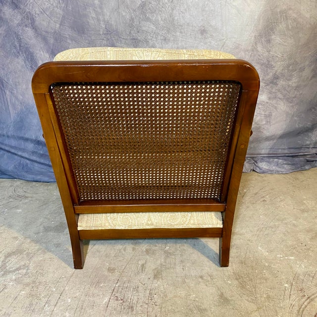 Vintage Cane Side Lounge Chair Upholstered For Sale - Image 12 of 18
