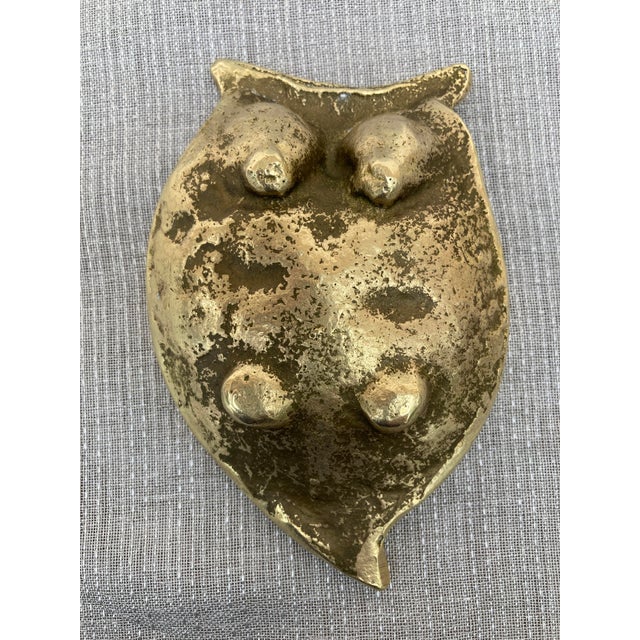 Mid 20th Century Vintage Polished Solid Brass Owl Dish For Sale - Image 5 of 12
