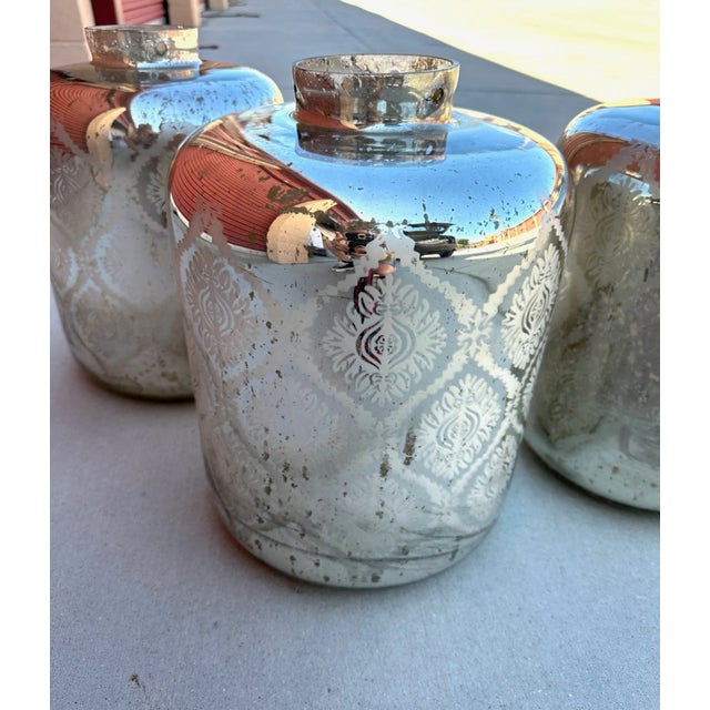 Mirror/Mercury Glass Decorative Jugs-A Set For Sale In Palm Springs - Image 6 of 8