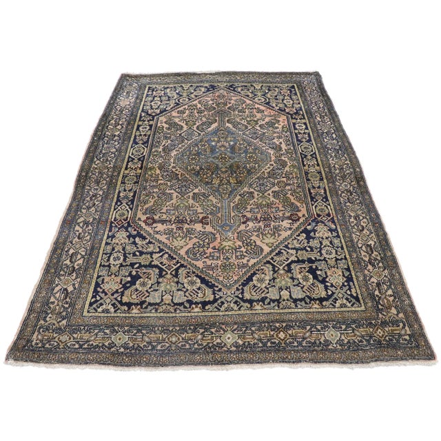 Victorian Antique Persian Bibikabad Rug - 04'05 X 06'08 For Sale - Image 3 of 9