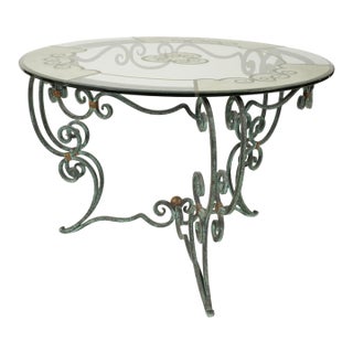 Verdigris, Glass + Mirrored Side Table With Gold Accents For Sale
