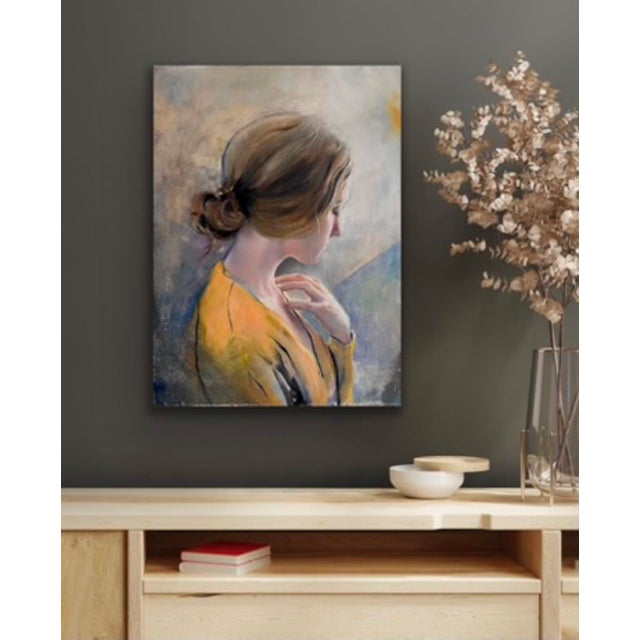 Figurative Patience by James Van Fossan | Oil on Linen Portrait of a Woman in Profile For Sale - Image 3 of 3