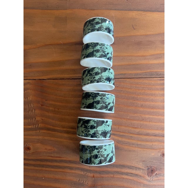 Villeroy & Boch Villeroy & Boch Luxembourg Marbled Porcelain Napkin Rings - Set of 6 For Sale - Image 4 of 11
