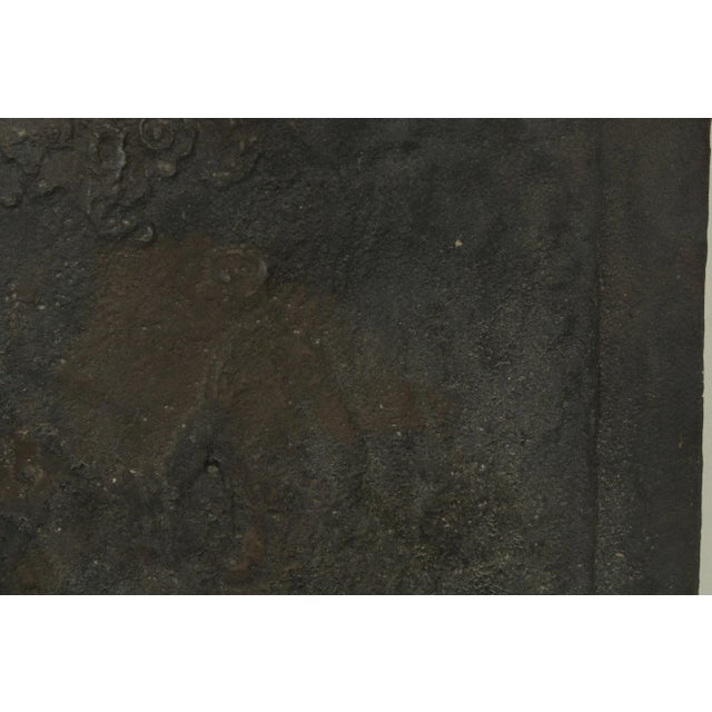 Black Vintage Cast Iron Fireback For Sale - Image 8 of 12