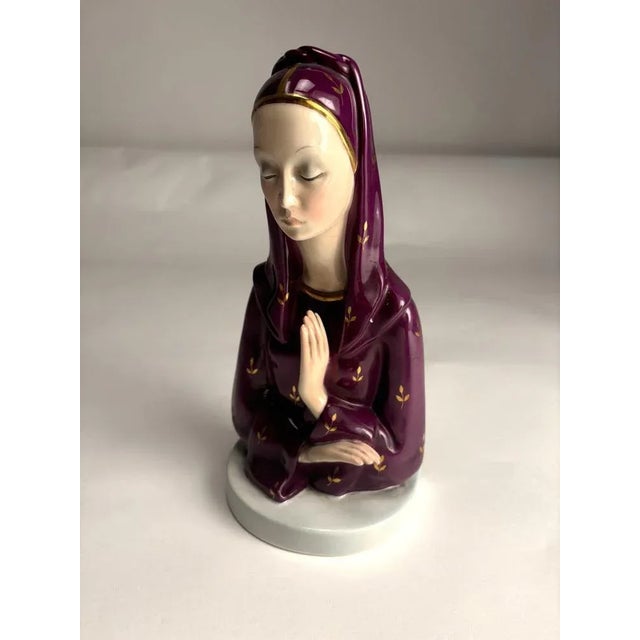 Lenci Glazed Ceramic Praying Madonna, Italy, Turin, 1940s For Sale - Image 3 of 8
