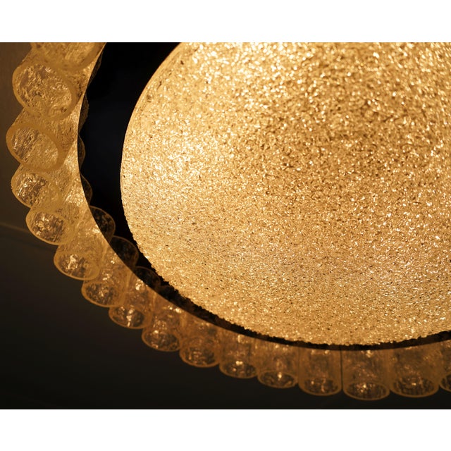 Metal Vintage Ice Glass Ceiling Fixture with 32 Glass Tubes from Doria Leuchten, 1960s For Sale - Image 7 of 14